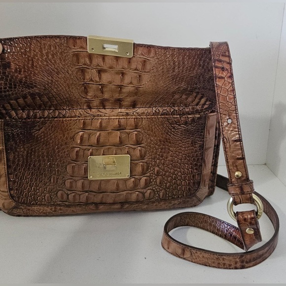 Brahmin Brown /Tan Crocodile Leather Crossbody bag - Picture 8 of 11